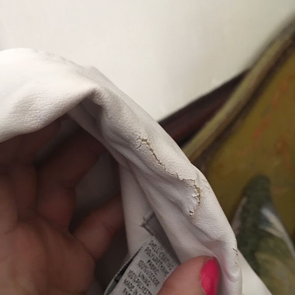 Chico’s cream faux leather  jacket. Size 8 GUC - Picture 7 of 8